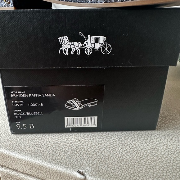 Coach Navy and white straw sandals size 9.5. - Picture 5 of 6